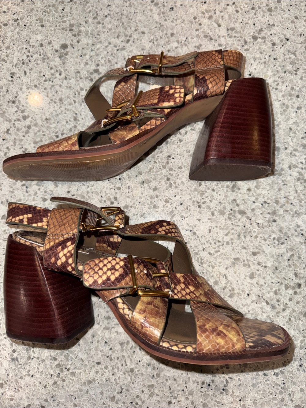 Vince Camuto Snake-Print Strappy heels